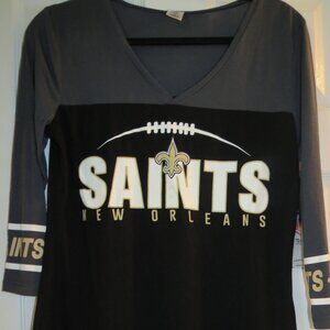 NWT Women's Size Medium Black New Orleans Saints 3/4 Sleeve Sleep Shirt Dress